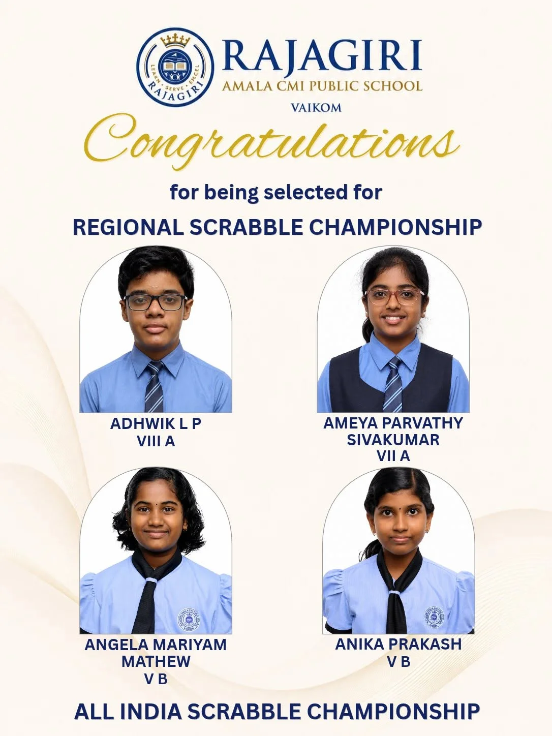 Spell Bee District Level Winners